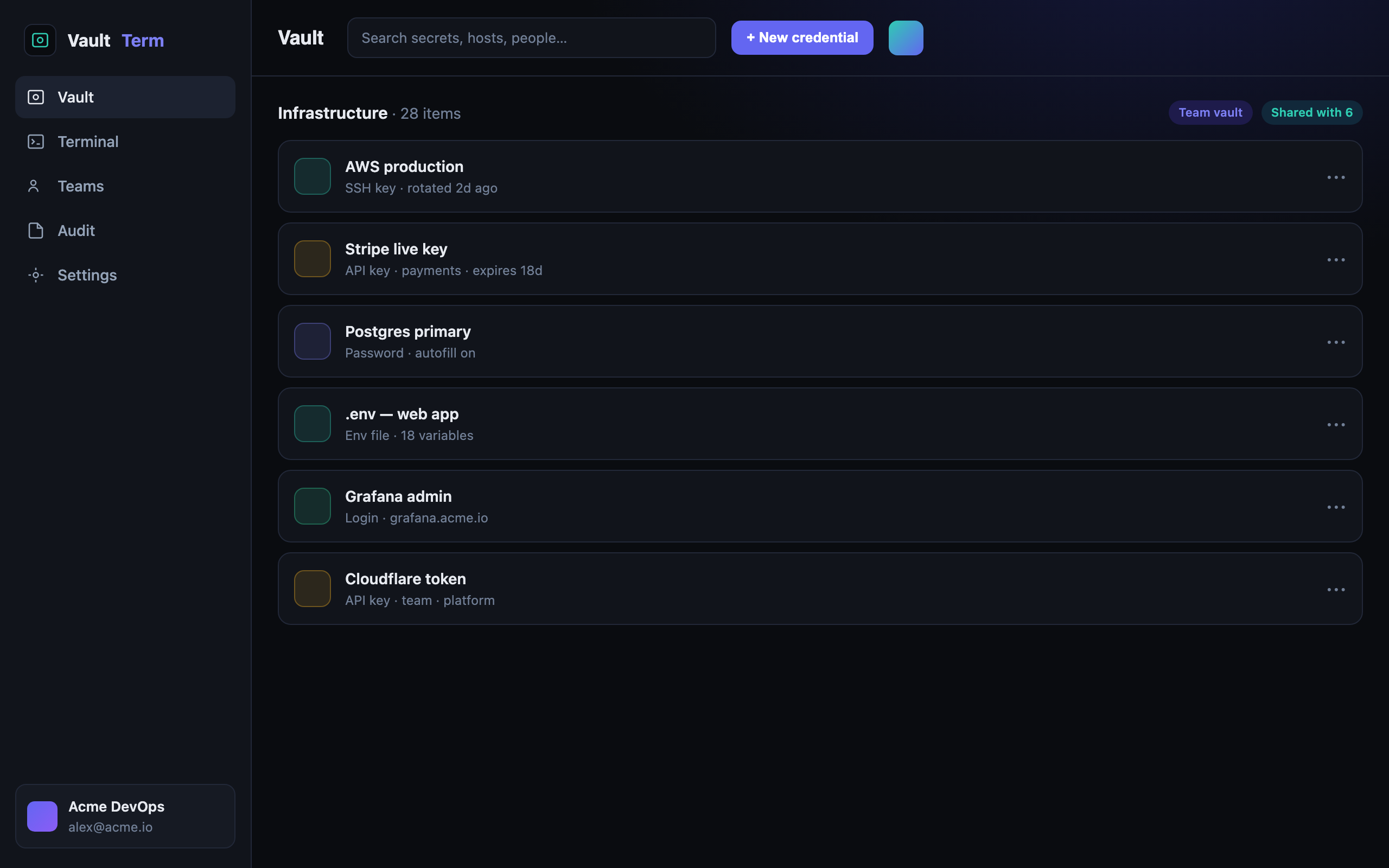 Vault in the Kutrion web app